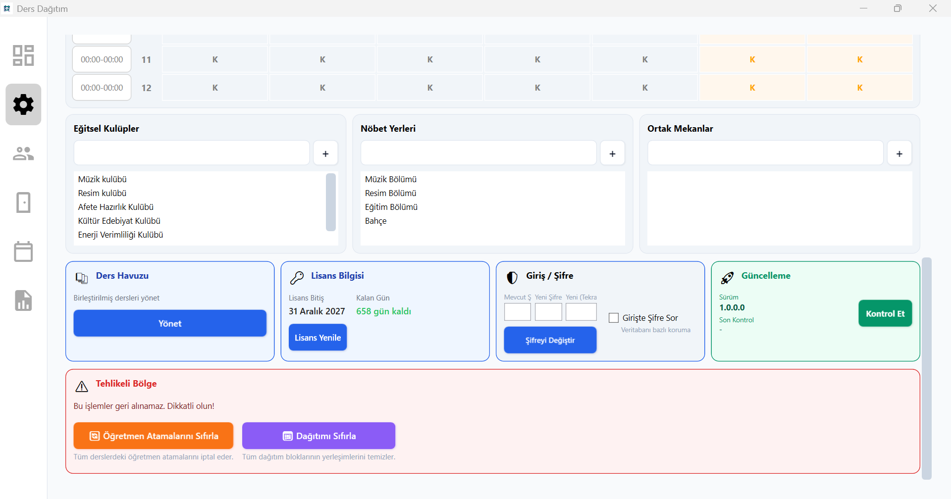 Kulüp, Nöbet, Mekan